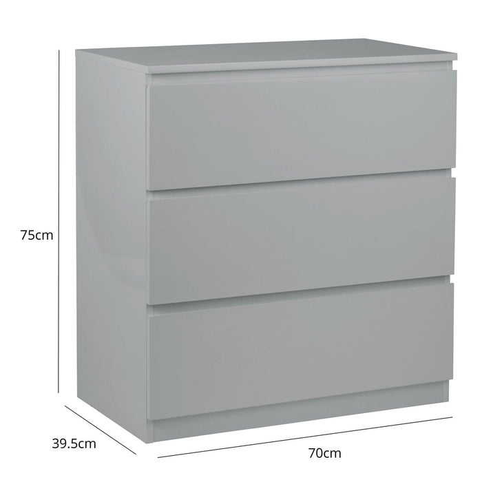 Clemmie high gloss chest of drawers - grey - Laura James