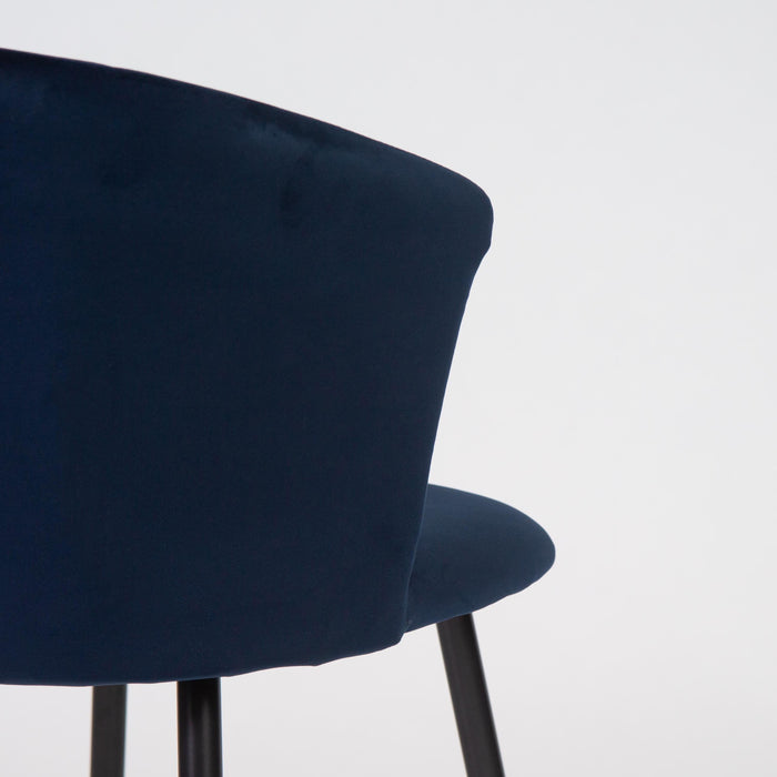 Cleo dining chairs - set of 2 - blue velvet with black legs - Laura James