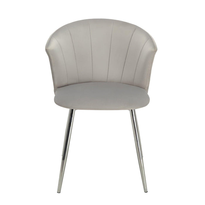 Cleo dining chair - grey velvet and chrome - Laura James