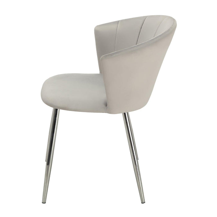 Cleo dining chair - grey velvet and chrome - Laura James