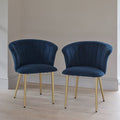 Cleo Ink Velvet Dining Chairs with Gold Legs - Set Of 2 - Laura James