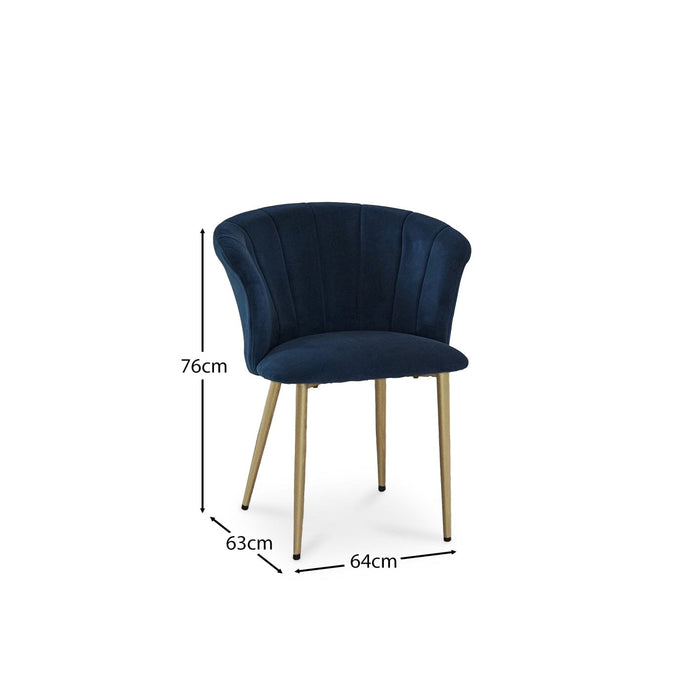 Cleo Ink Velvet Dining Chairs with Gold Legs - Set Of 2 - Laura James