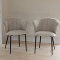 Cleo Soft Beige Dining Chairs - Set of 2 - Black Legs - Laura James