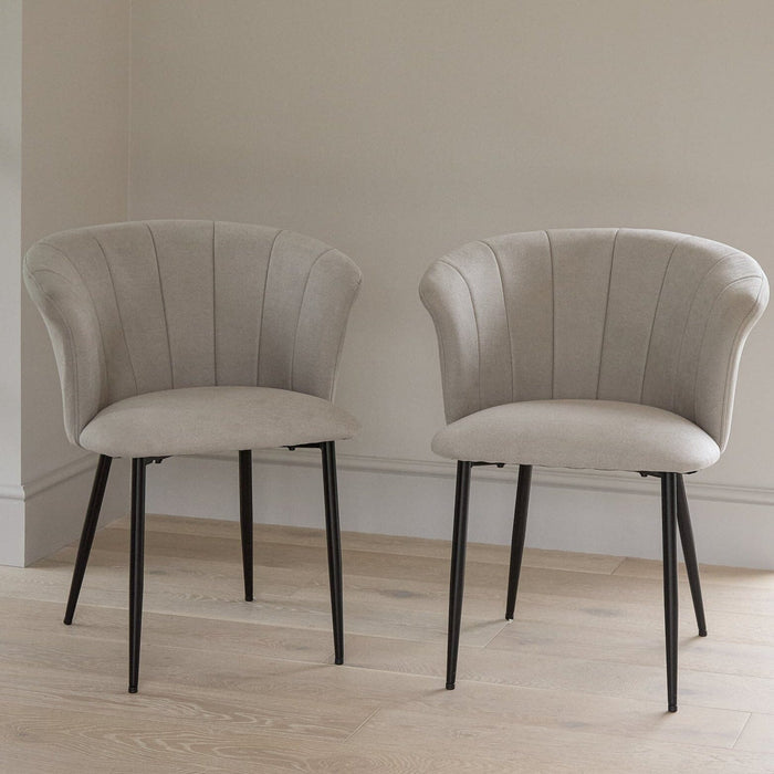 Cleo Soft Beige Dining Chairs - Set of 2 - Black Legs - Laura James