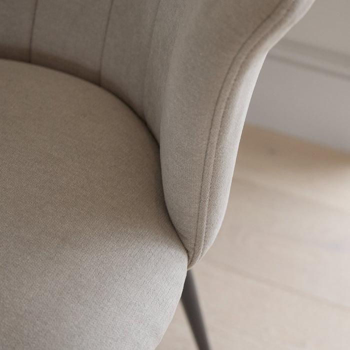 Cleo Soft Beige Dining Chairs - Set of 2 - Black Legs - Laura James