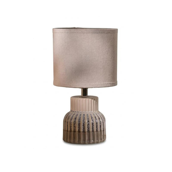 Coates 27cm Ceramic Table Lamp - Blue Reactive Glaze with Cream Linen Shade - Laura James