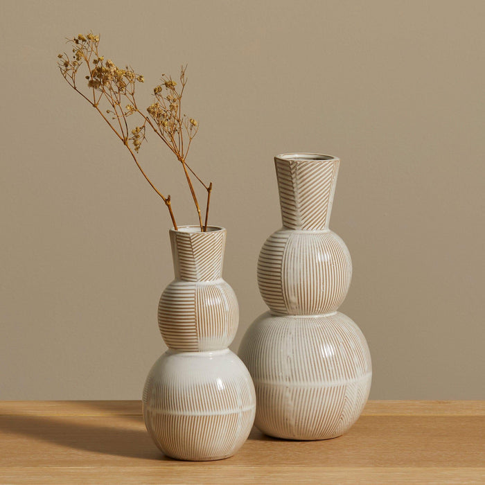 Colden 26cm Ceramic Vase, White - Laura James
