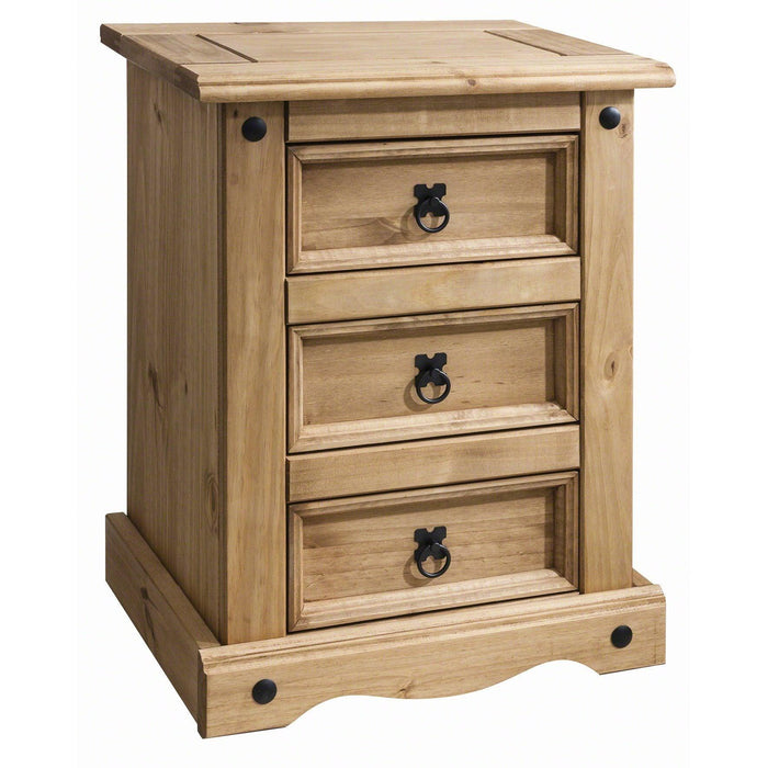 OUTLET-Corona 3 Draw Bedside Table - Laura James