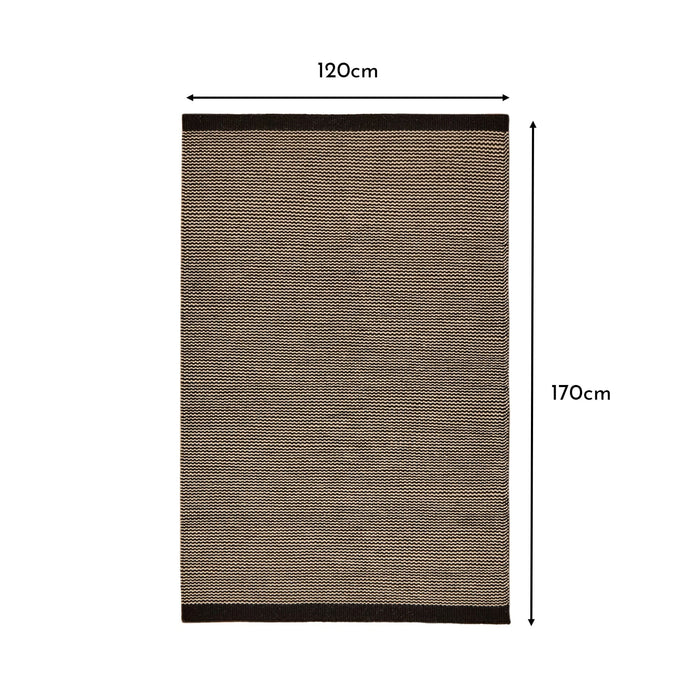 Cotham Black & Natural Striped Wool with Cotton Rug - 120 x 170cm
