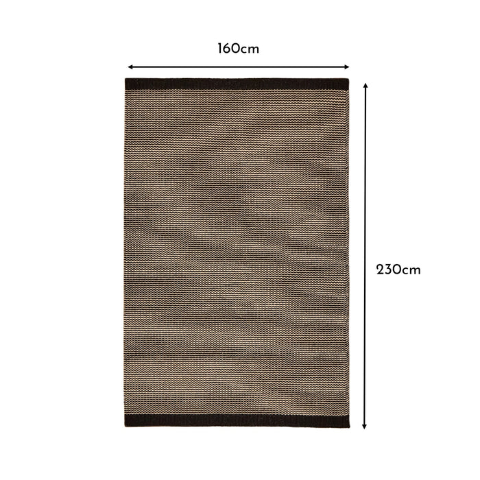 Cotham Wool & Cotton Rug - Striped Black & Natural - 160 x 230cm