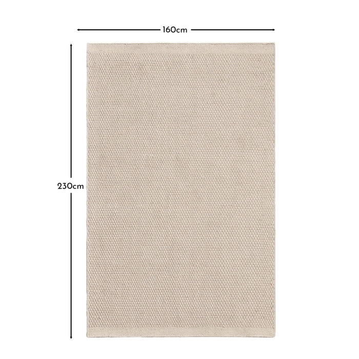 Outlet - Cotham Clay & Natural Striped Wool with Cotton Rug - 160 x 230cm