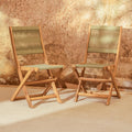 Outlet - Cove White Acacia Garden Chair - Set of 2 - Mottled Green Rope