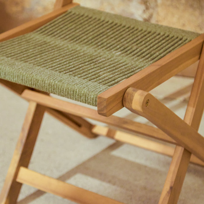 Outlet - Cove White Acacia Garden Chair - Set of 2 - Mottled Green Rope