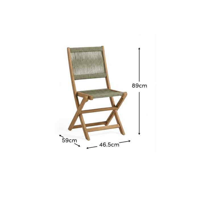 Cove White Acacia Garden Chair - Set of 2 - Mottled Green Rope