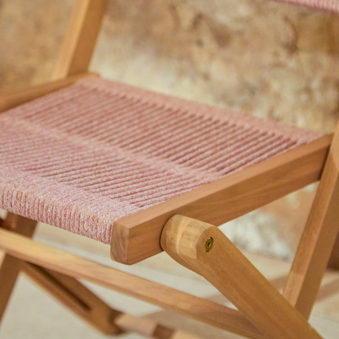 Cove White Acacia Garden Chair - Set of 2 - Mottled Pink Rope - Laura James