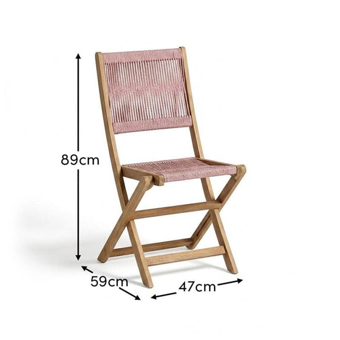 Cove White Acacia Garden Chair - Set of 2 - Mottled Pink Rope - Laura James