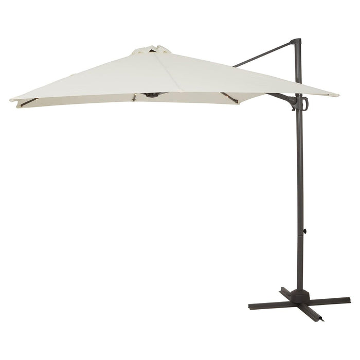 Cream LED Parasol - 2.4m Square with Raincover - aura James