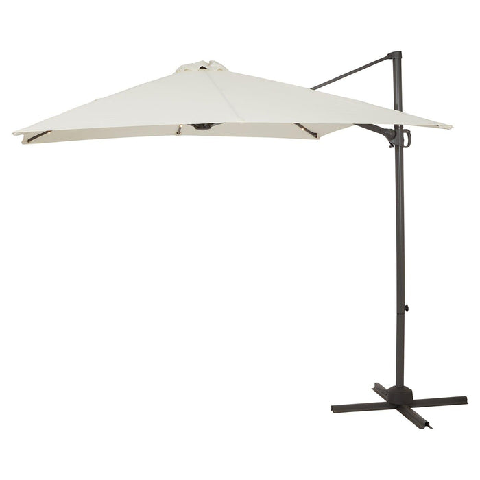 Outlet - Premium Cantilever 2.4M Round Parasol - Led Lights - Cream