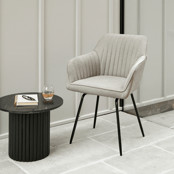 Darcy Office Swivel Chair - Soft Beige with Black legs - Laura James