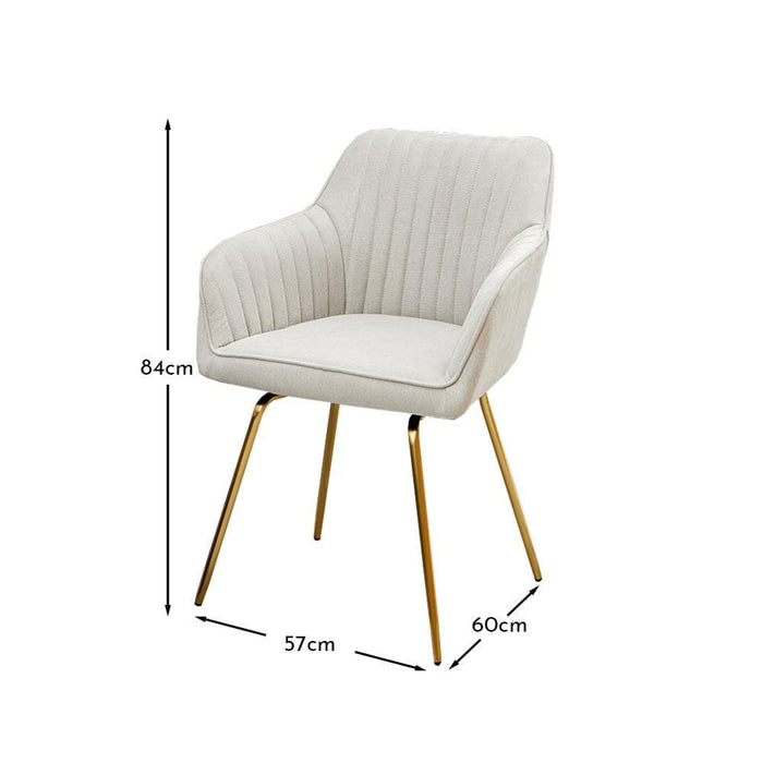 Darcy Swivel Chair - Soft Beige with Gold legs - Laura James