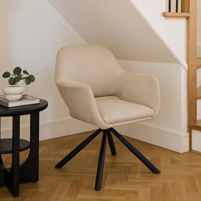 Parker Office Chair - Natural Beige - Black Metal Legs - Laura James