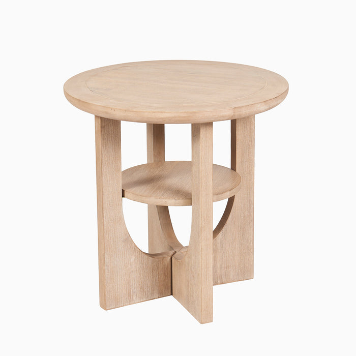 Delphi 50cm Side Table - Light Brushed Acacia - Laura James