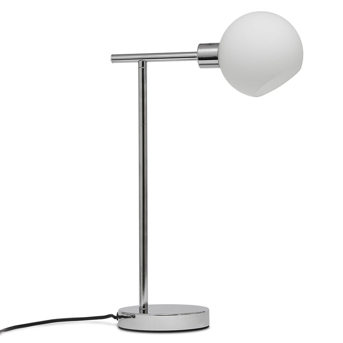 Chrome Metal Table Lamp with Opal Glass Shade - Laura James