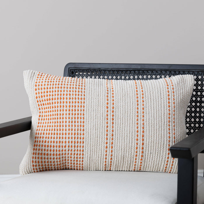 Outlet - Elberton 55x35cm Cotton Striped Cushion Cover - Burnt Orange