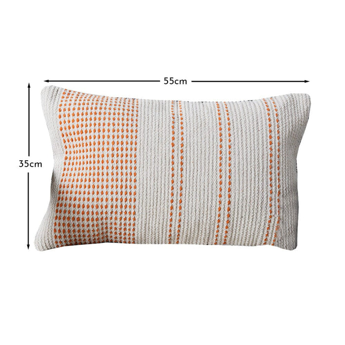 Outlet - Elberton 55x35cm Cotton Striped Cushion Cover - Burnt Orange