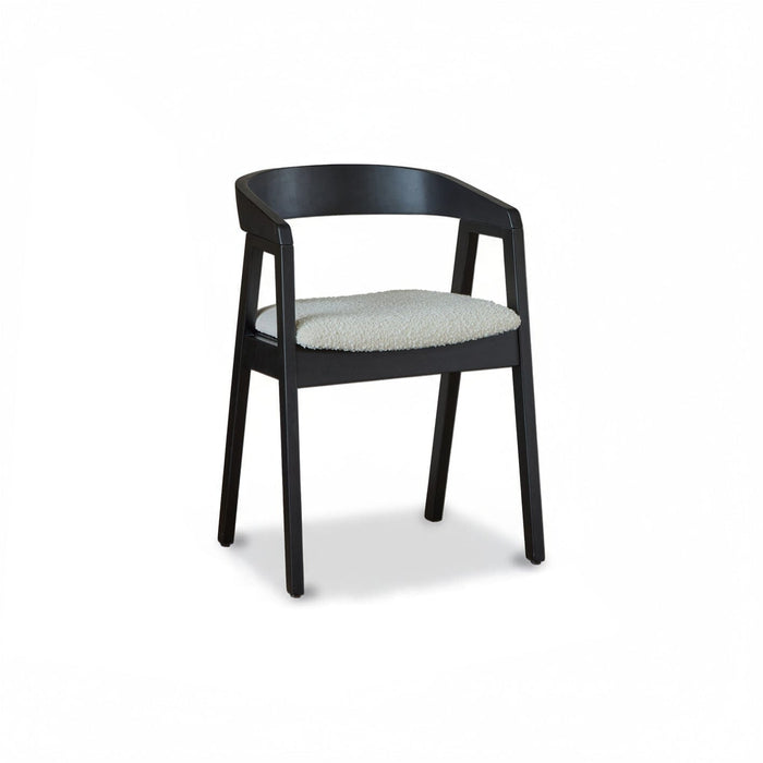 Ella Boucle Dining Armchairs - Set of 2 - Black Oak Legs - Laura James