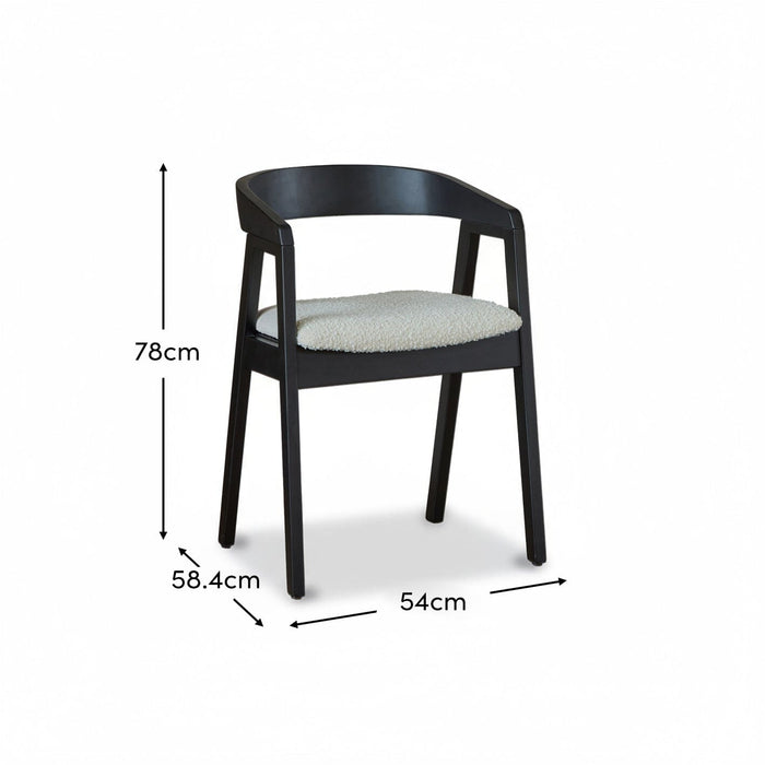 Ella Boucle Dining Armchairs - Set of 2 - Black Oak Legs - Laura James