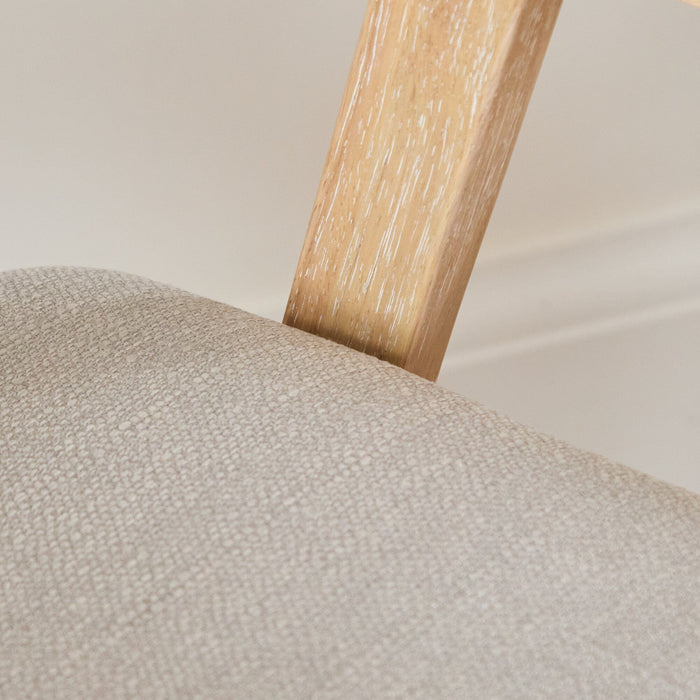 Ella Carver Fawn Linen Chair - Set of 2 - Whitewash Oak Legs - Laura James