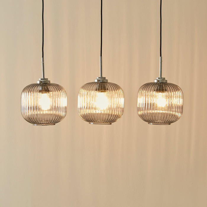 Elland 20cm Triple Glass Pendant Lights - Chrome - Laura James