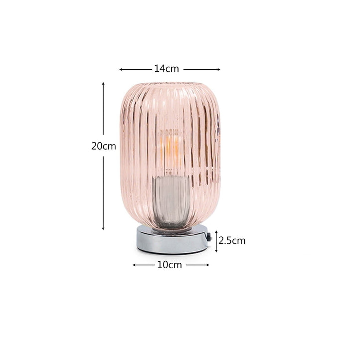 Pink Fluted Glass Table Lamp with Chrome Base - Laura James