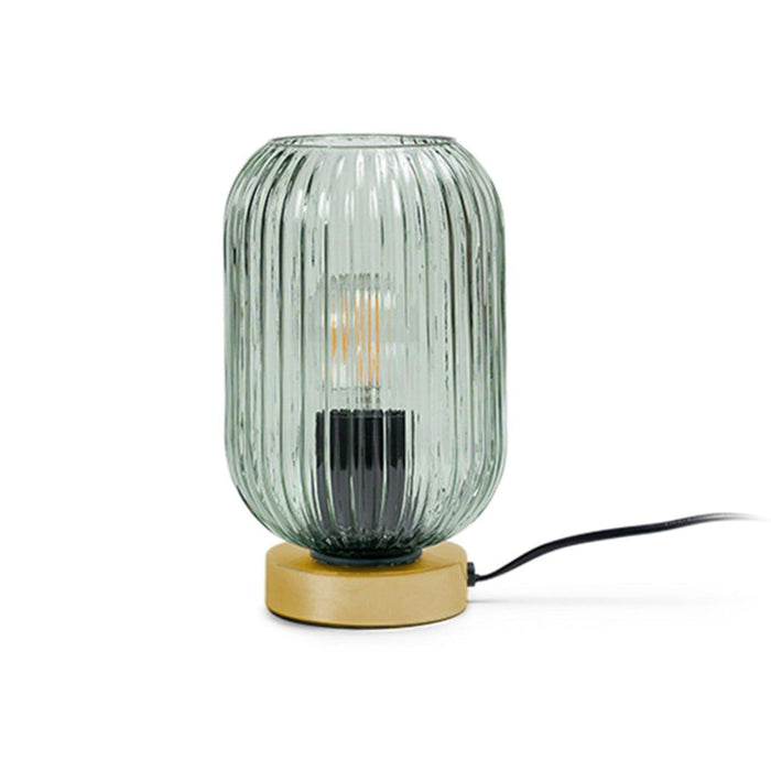 Green Fluted Glass Table Lamp with Gold Base - Laura James