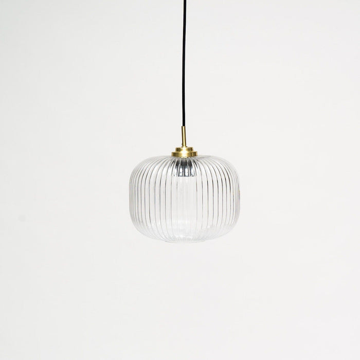Clear Fluted Glass Gold Pendant Light - Laura James