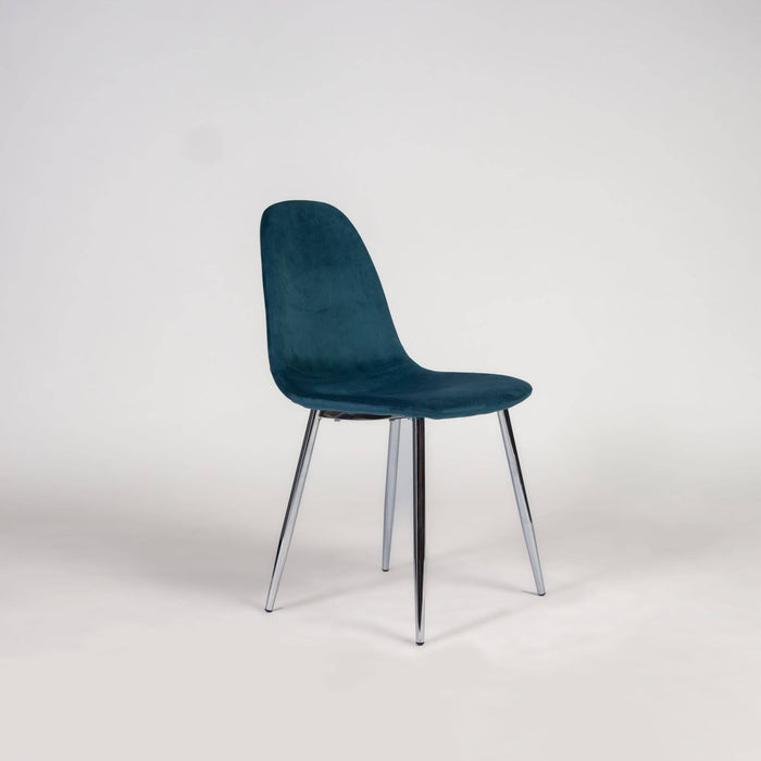 Ellis dining chairs - teal velvet and chrome - Laura James
