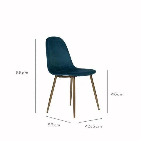 Ellis dining chairs - set of 2 - teal and gold - Laura James