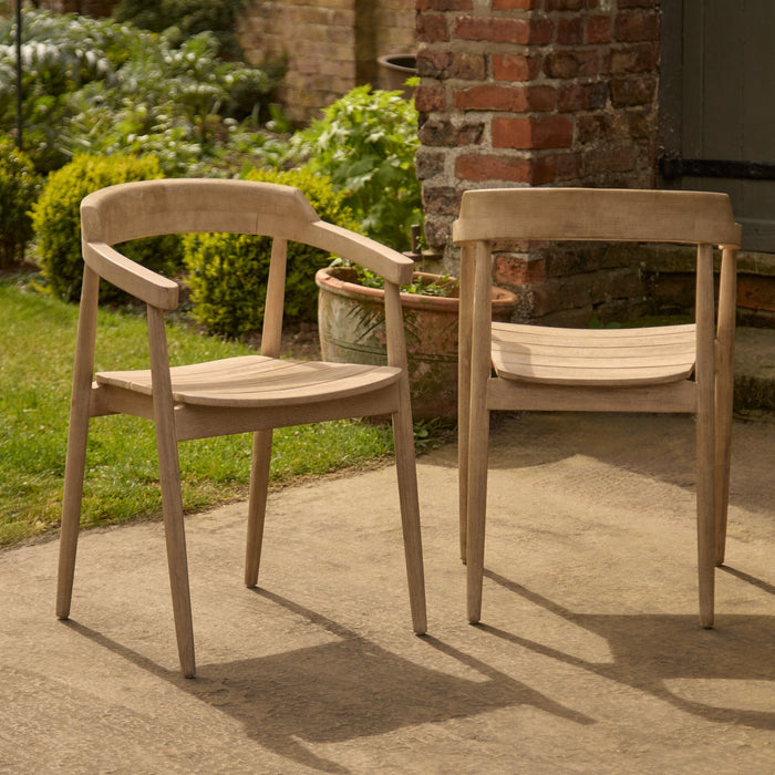 Elowen Light Brushed Acacia Garden Chairs - Set of 2 - Laura James