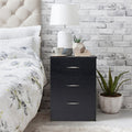 Outlet - Essie Black 3 Drawer Bedside Table - Laura James