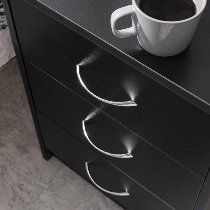 Outlet - Essie Black 3 Drawer Bedside Table - Laura James