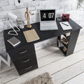 Black Computer Desk With 3 Drawers / 3 Shelves - Laura James