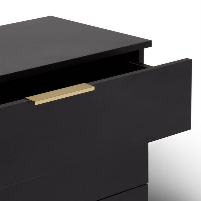 Essie Black Chest of 5 Drawers with Gold Handles by Laura James