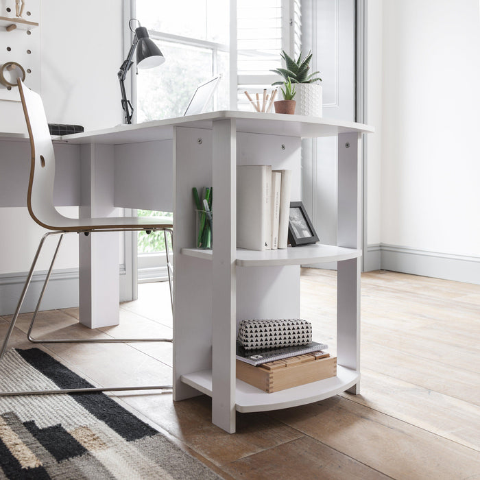 White Corner Computer Desk For Home Office - Laura James