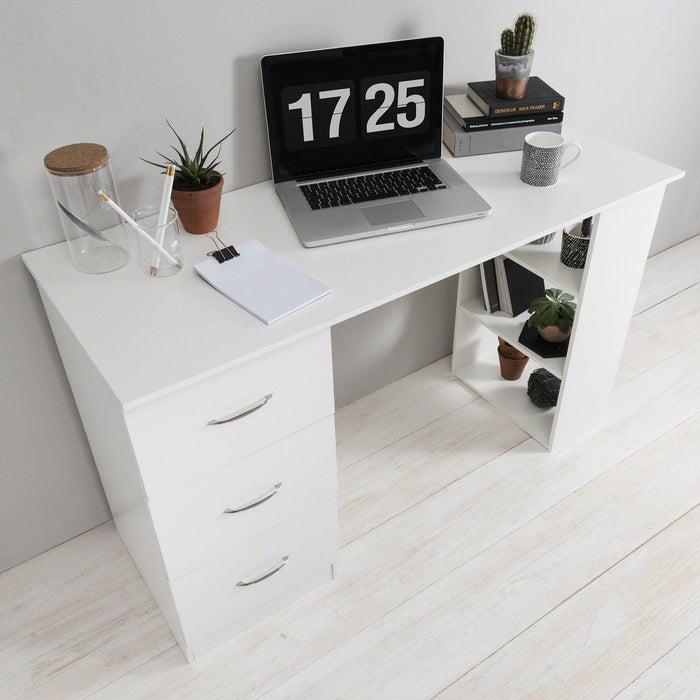 White Computer Desk with Drawers - Laura James