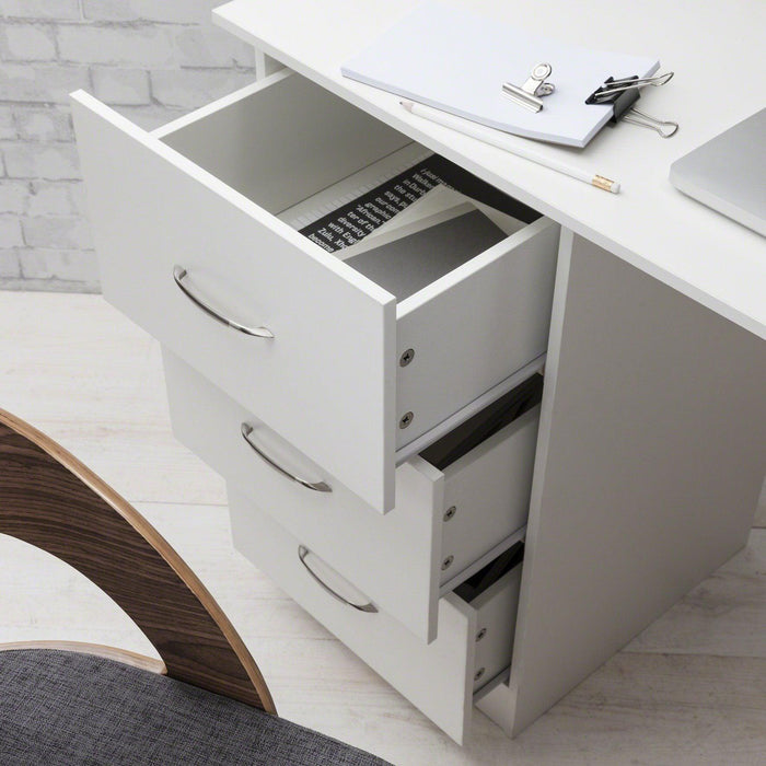White Computer Desk with Drawers - Laura James