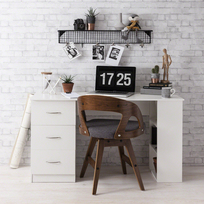 White Computer Desk with Drawers - Laura James