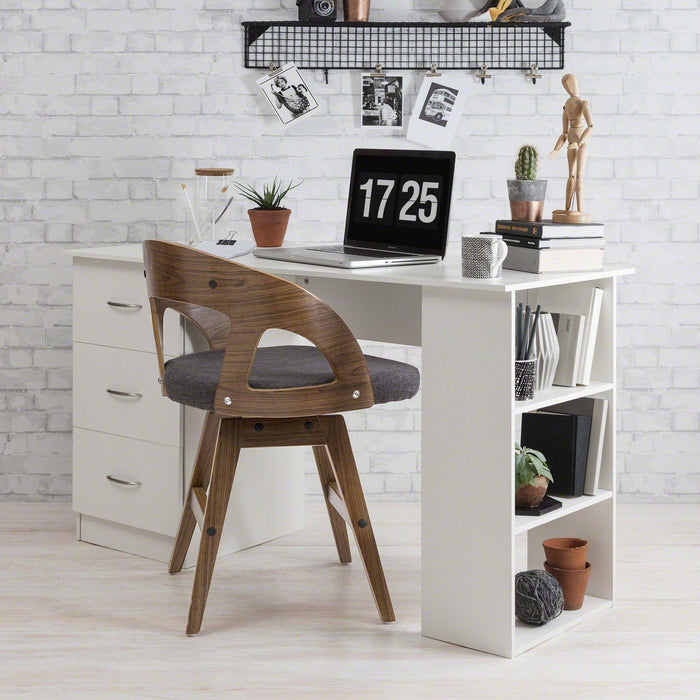 White Computer Desk with Drawers - Laura James
