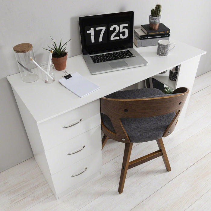 White Computer Desk with Drawers - Laura James