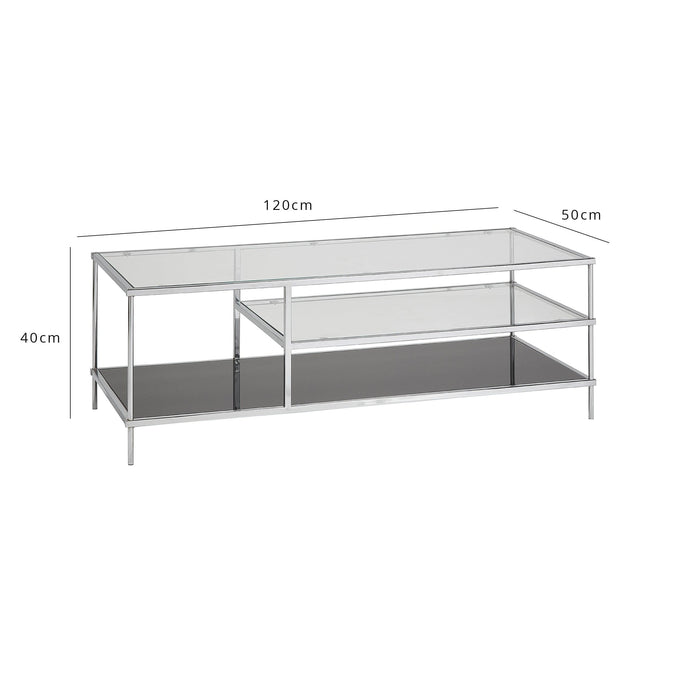 OUTLET - Evelyn Glass Coffee Table - Chrome Legs